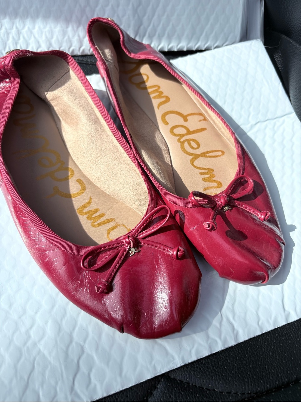 Sam Edelman Berry Red Bow Ballet Flats